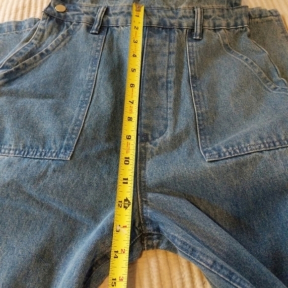 WeWoreWhat Slouchy Slit Overalls in Steel Jumpsuit Wide Straight Leg Blue - Picture 9 of 13